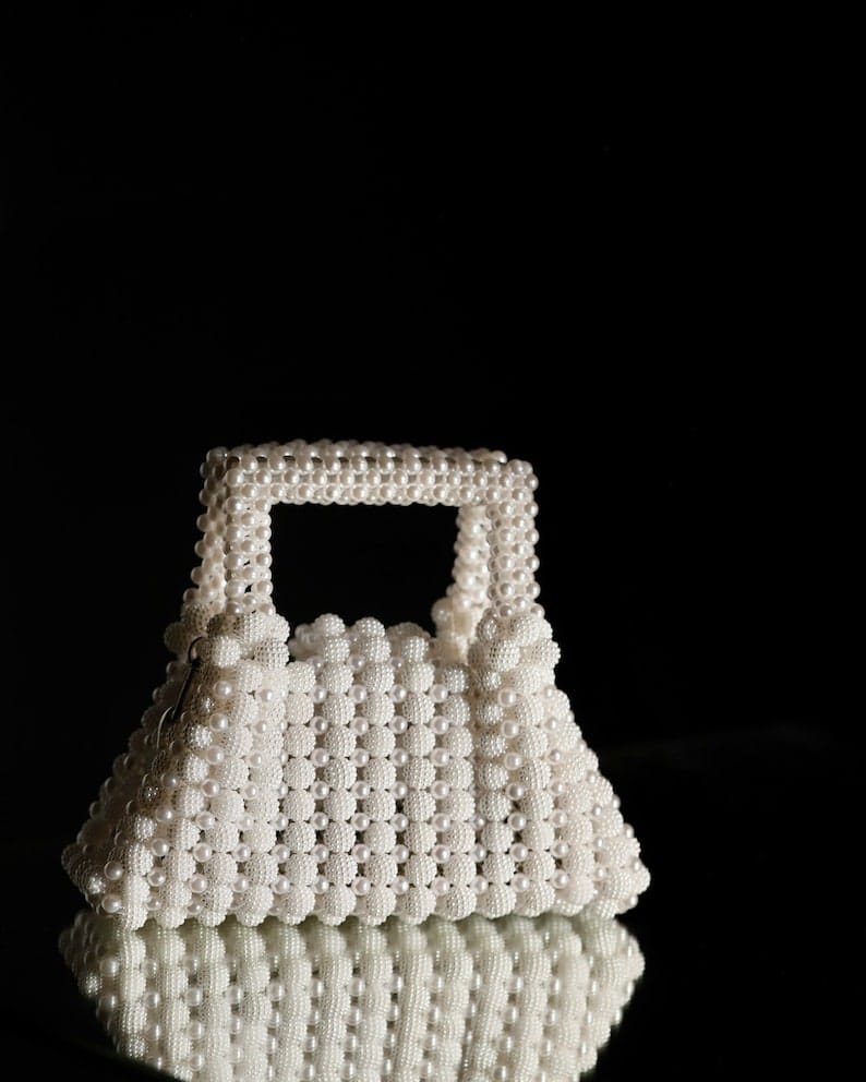 Bumble in Bloom: White Bumble Beaded Bag By Glorious