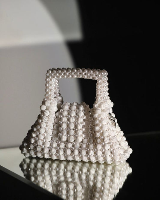 Bumble in Bloom: White Bumble Beaded Bag By Glorious